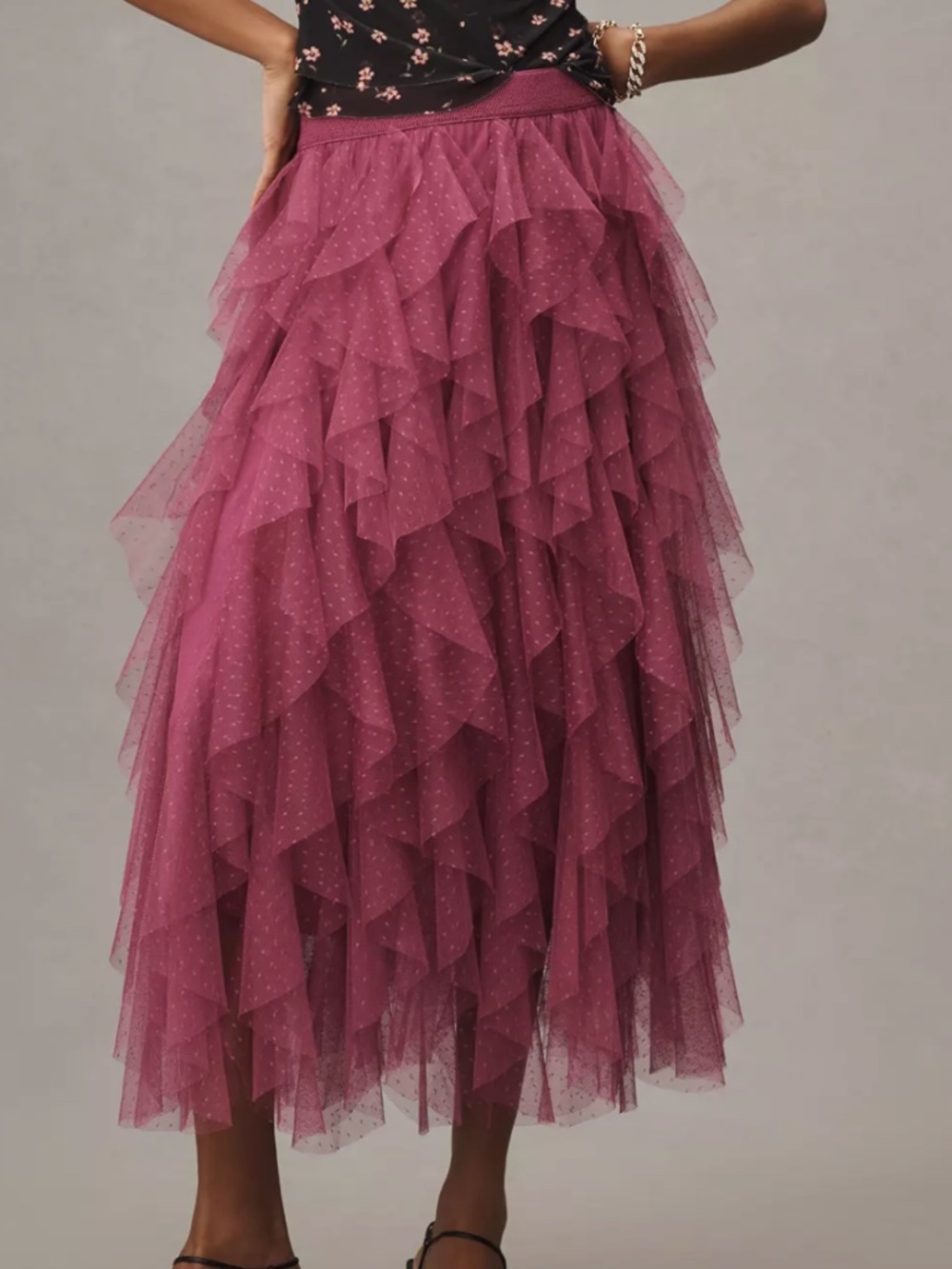 NWT - Anthro Chéri Ruffled Tulle Midi Skirt by Anthropologie in GREEN - Size 3X - Picture 2 of 6